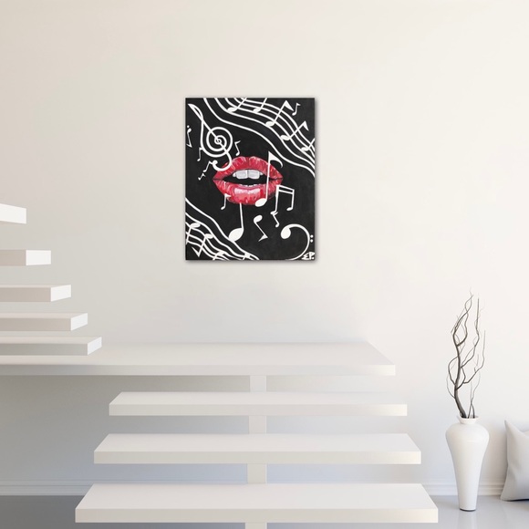 Medium size, music and singing, acrylic, bold and bright, original, art painting - Picture 3 of 5